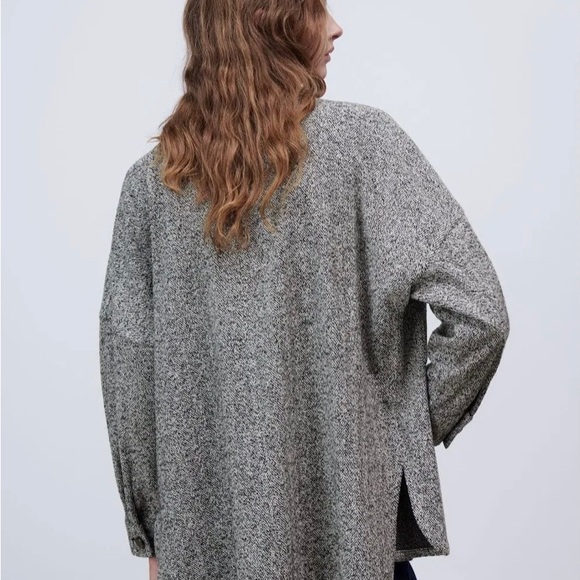 Zara Herringbone Metal Button Down Shirt/Jacket - Picture 3 of 5